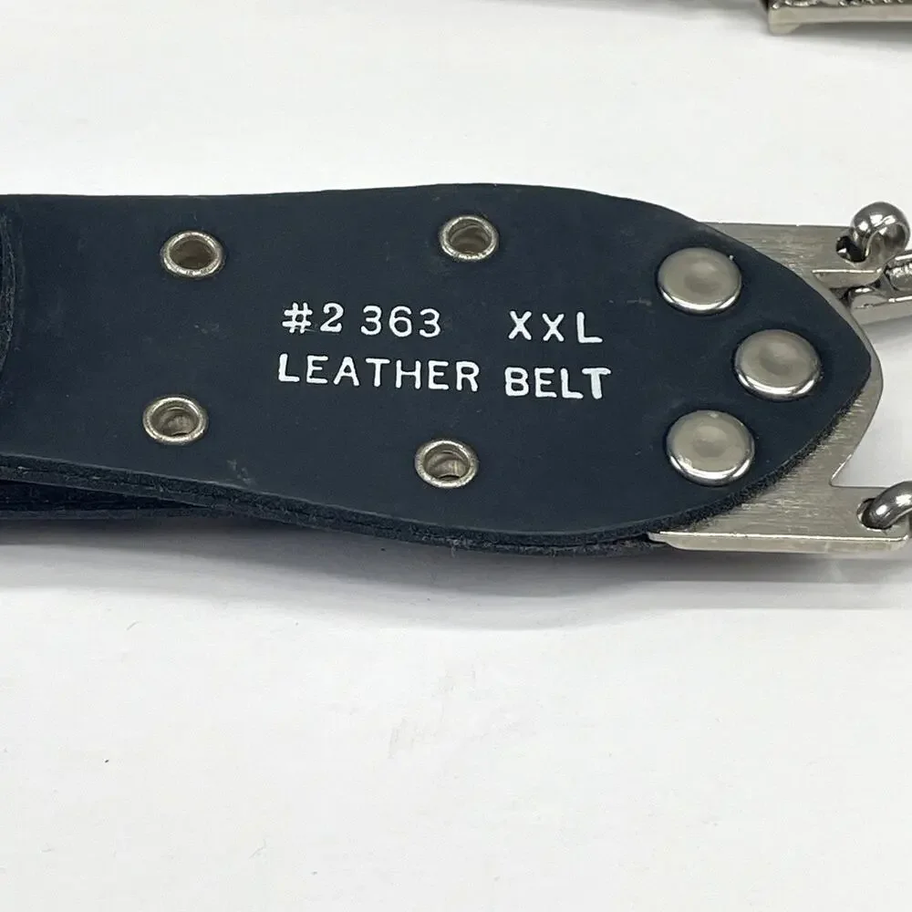VTG Metal Link Bull Longhorn Steer Leather Belt XXL Unbranded 36